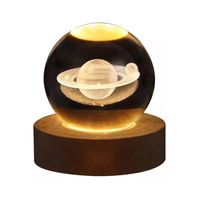 Luz Nocturna Luz De Cristal Esfera Planeta Saturno