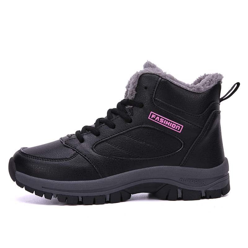 SHANDIAN - Zapatillas botin de mujer trekking temico invierno Negro
