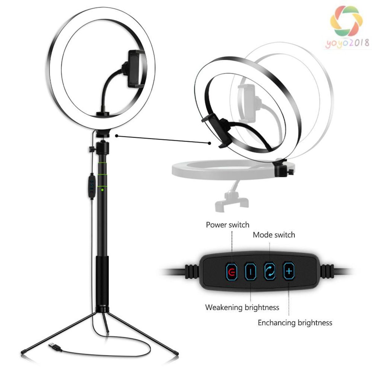 PUREPOWER - 26cm / 10.2 pulgadas  Luz de video LED con anillo regulablecon