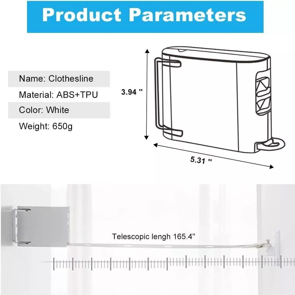 PUREPOWER - Colgador De Ropa Retráctil Invisible Para Interiores 42 M