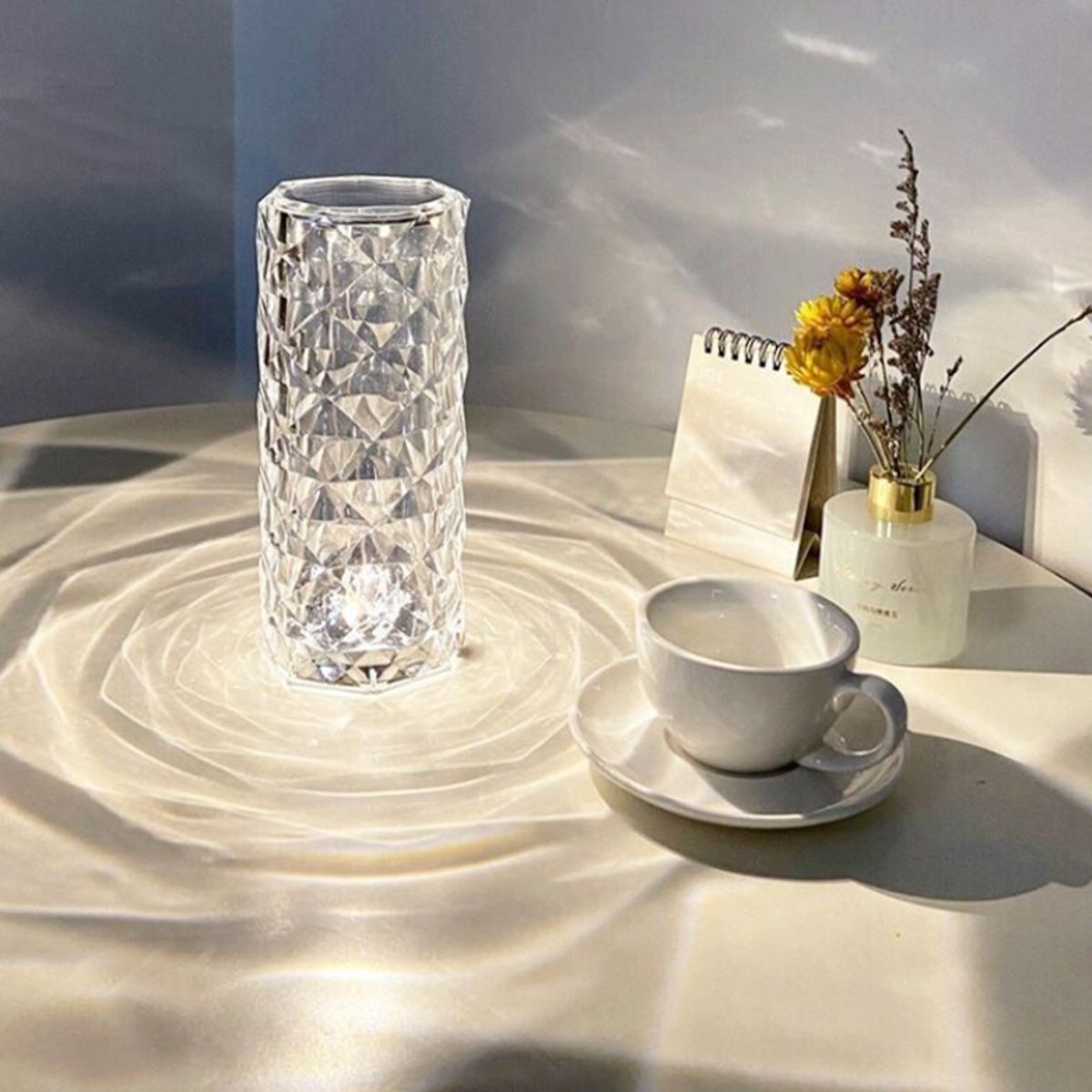 PUREPOWER - Lámpara de cristal rosa con control táctil