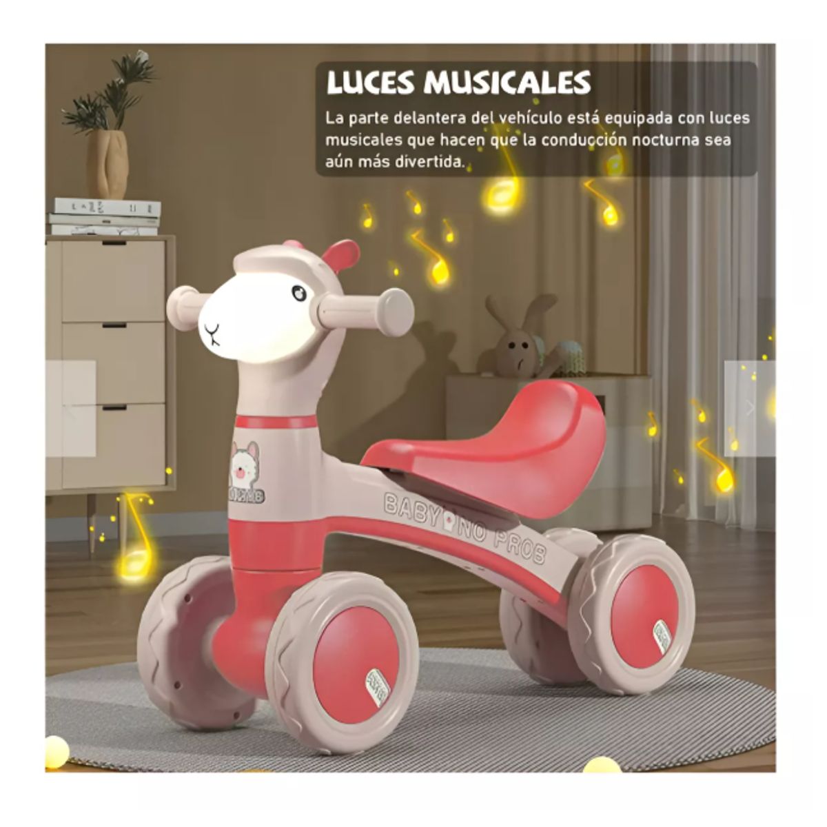 GENERICO - Triciclo Ovejita Luz Música Scooter Correpasillos ROSA