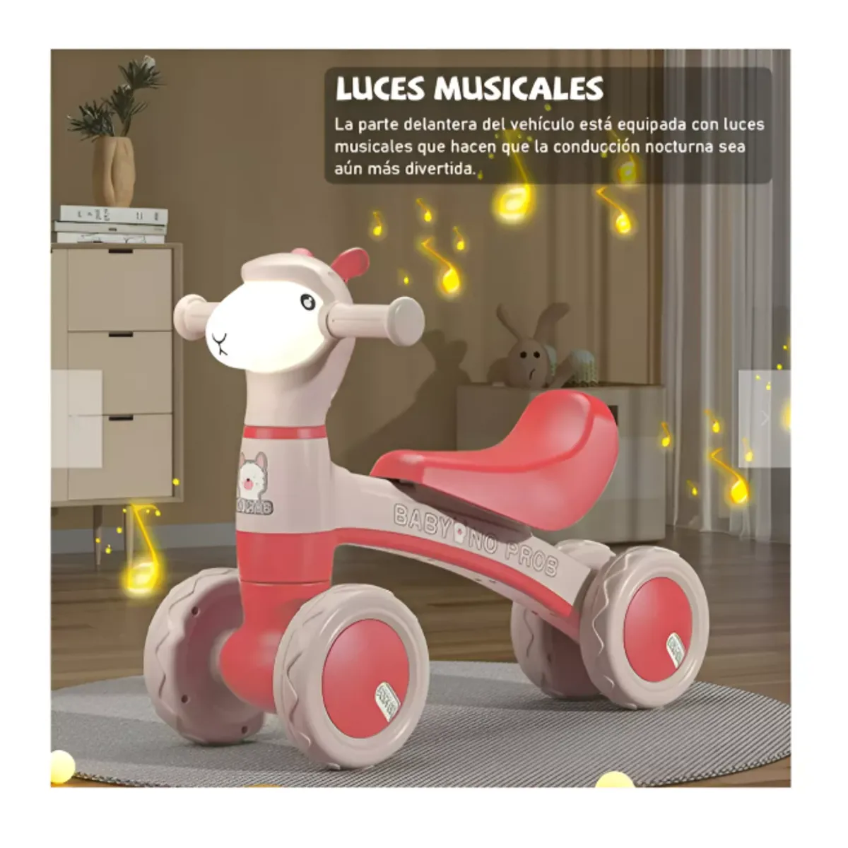 GENERICO - Triciclo Ovejita Luz Música Scooter Correpasillos ROSA
