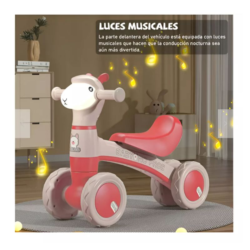 GENERICO - Triciclo Ovejita Luz Música Scooter Correpasillos ROSA