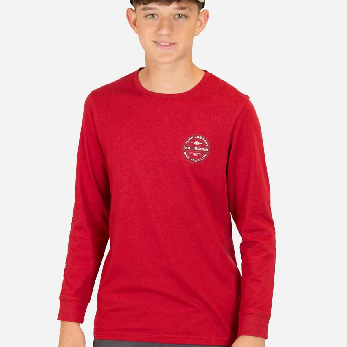 MAUI AND SONS - Polera ML Tiki Sunset Rojo Infantil Maui And Sons - Rojo