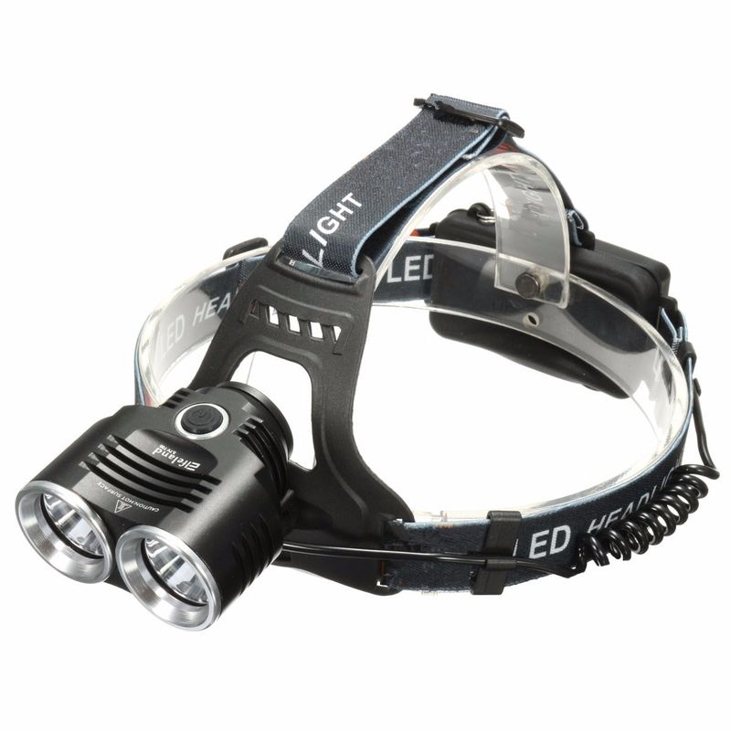 PUREPOWER - Faros T6 LED Lámpara de cabeza Linterna Antorcha Recargable 2x18650.