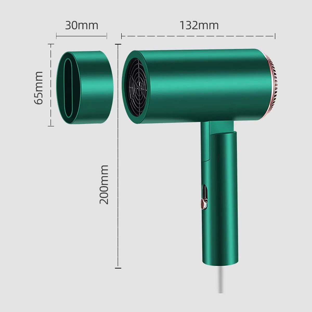 PUREPOWER - Secador de pelo portátil con ventilador de 800W de iones negativos