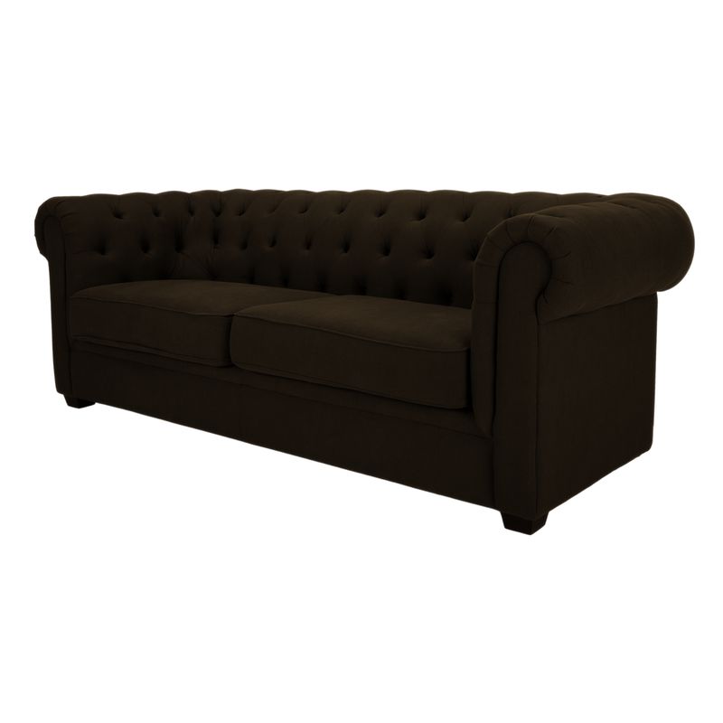 GENERICO - Sofá Chesterfield 2 Cuerpos Eco Cuero Café