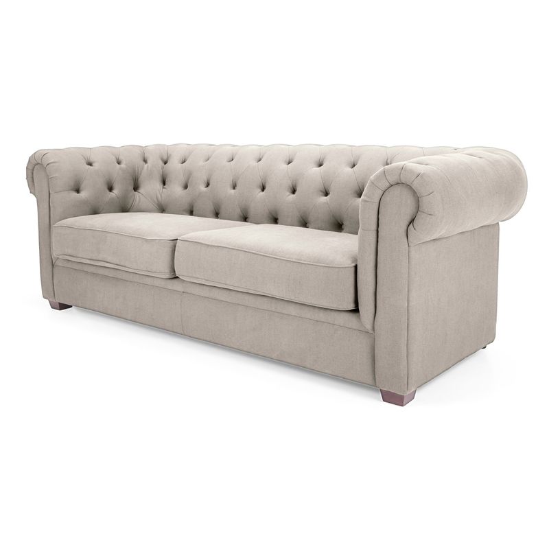 GENERICO - Sofá Chesterfield 2 Cuerpos Eco Cuero Beige
