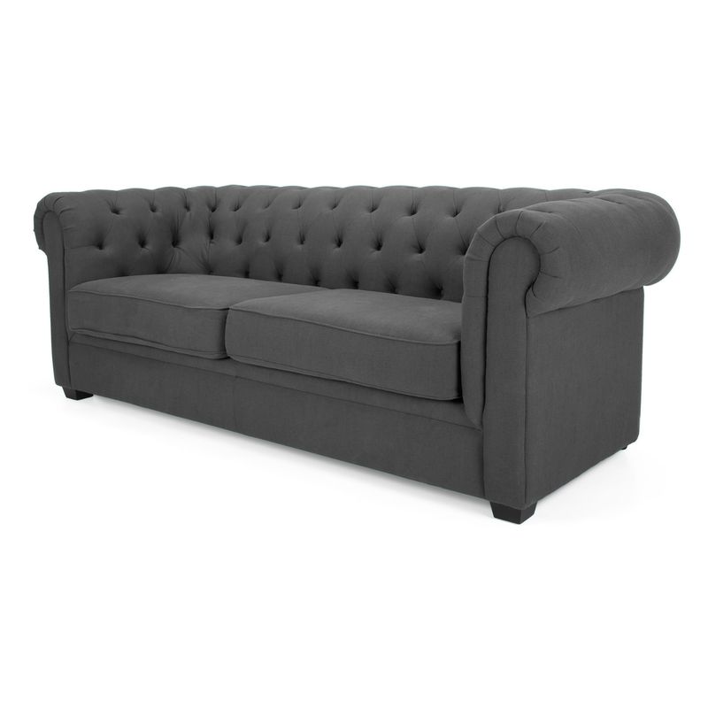 GENERICO - Sofá Chesterfield 2 Cuerpos Eco Cuero Gris