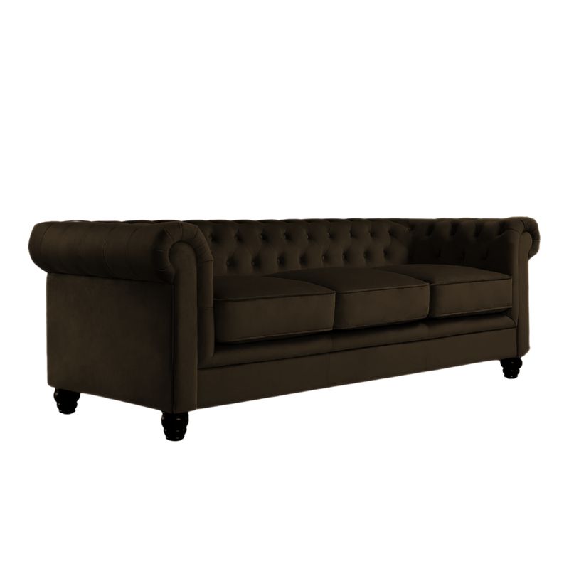 GENERICO - Sofá Chesterfield 3 Cuerpos Eco Cuero Café