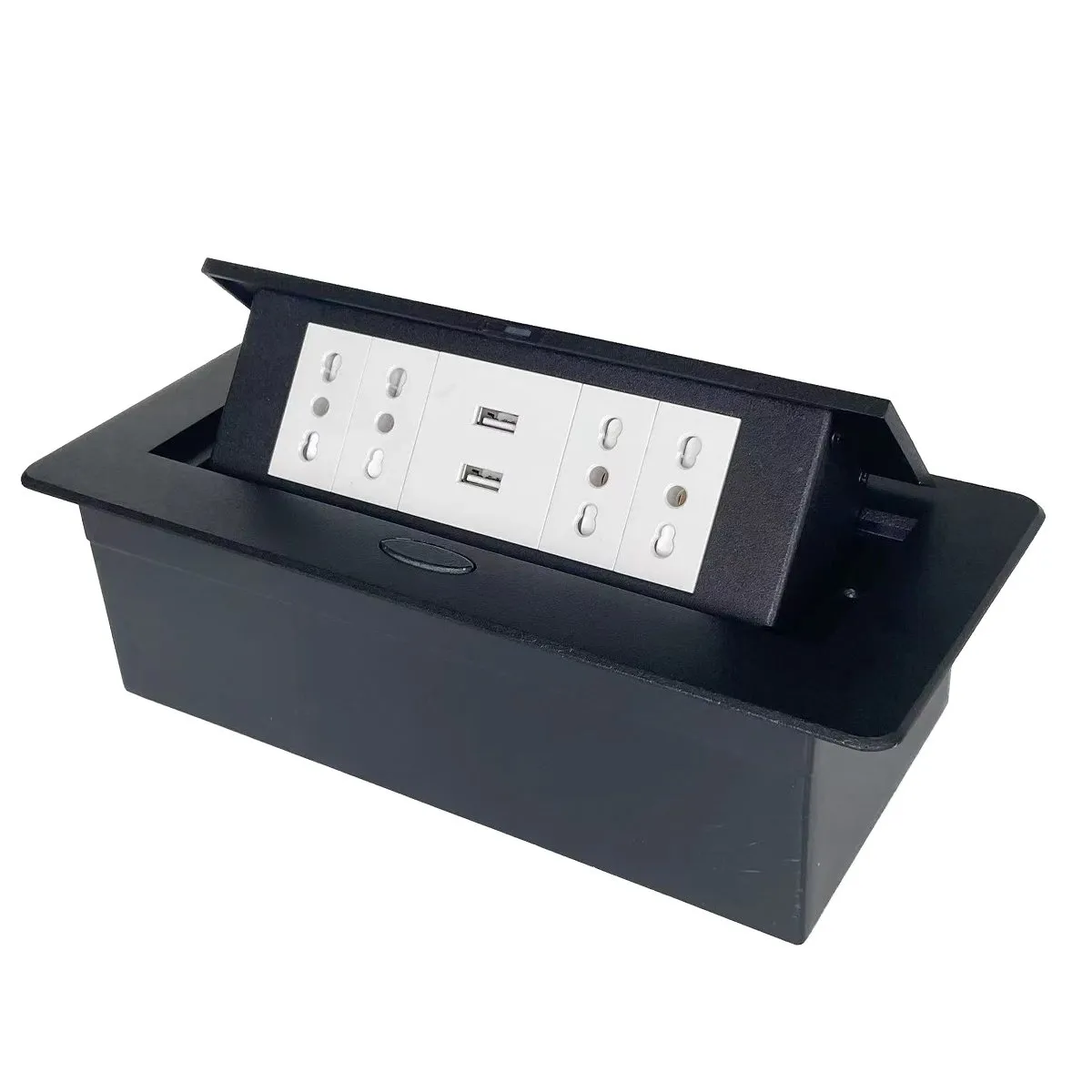 PUREPOWER - Enchufe Escritorio Placa De Contactos Y Puerto Usb Plegable-Negro