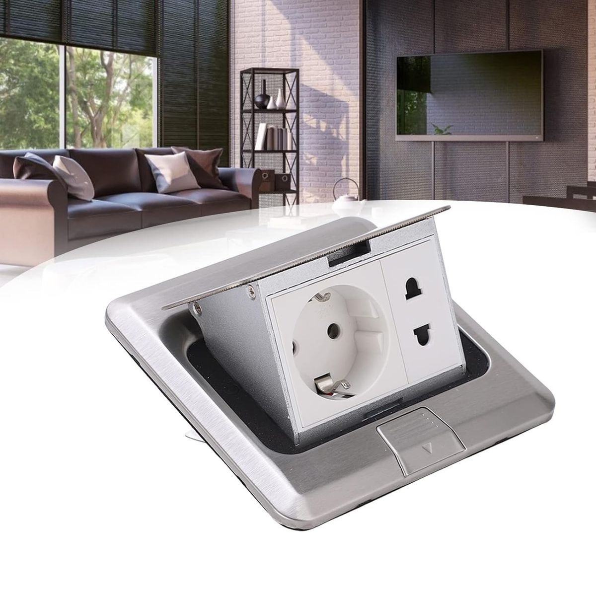 PUREPOWER - Toma De Suelo Retráctil Con Red Para Suelos De Oficina Y Cocina