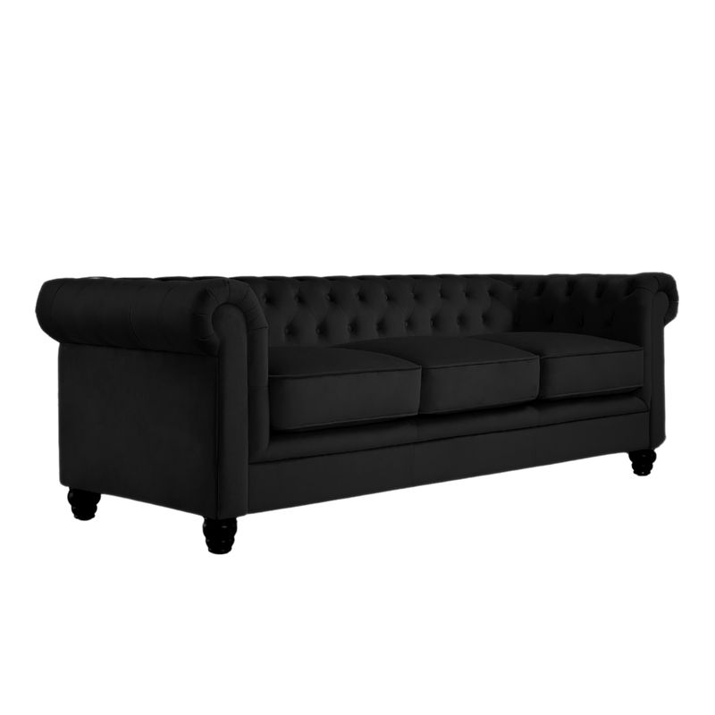 GENERICO - Sofá Chesterfield 3 Cuerpos Eco Cuero Negro