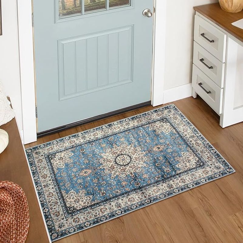 TIOZONEY - Alfombra oriental con medallón floral 61 x 914 cm