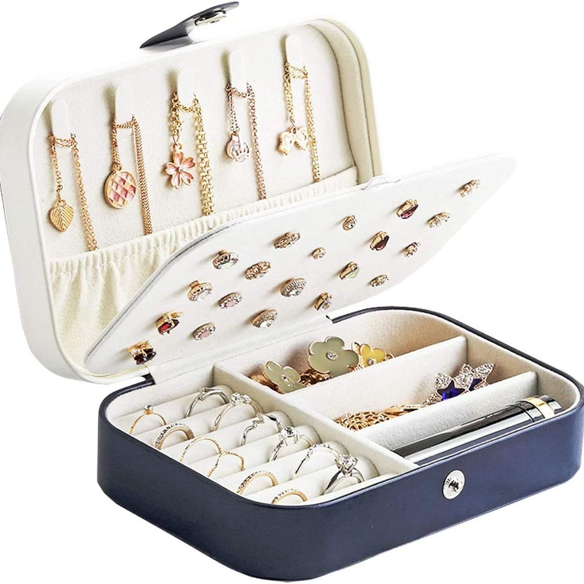 PUREPOWER - Organizador de joyeroestuche pequeño para guardar joyas-Azul