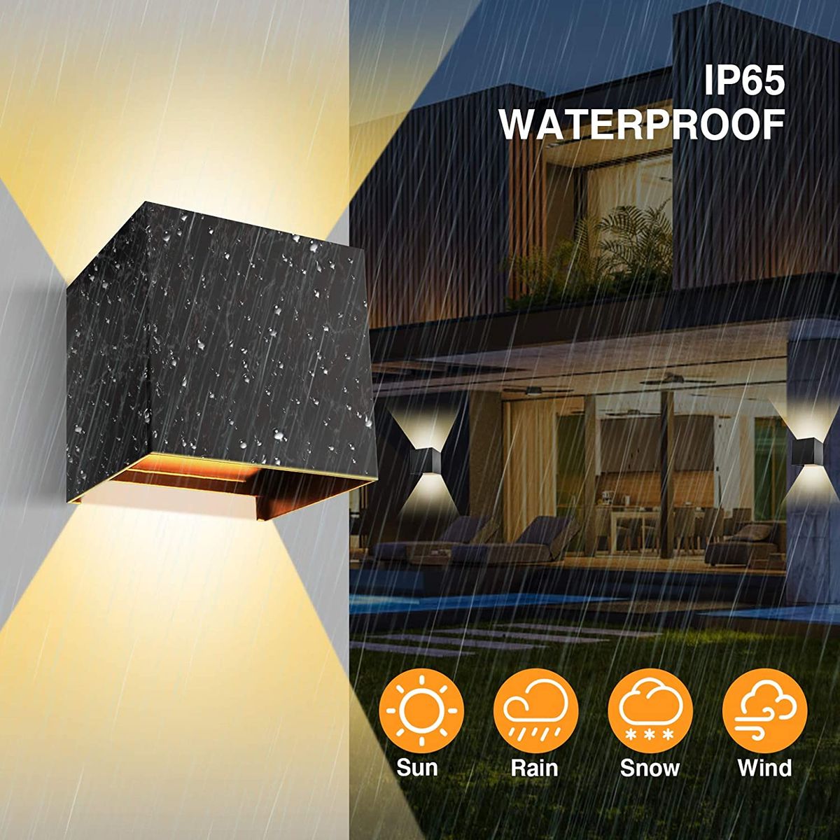 HOME NEAT - Lámpara de pared impermeable LED Luz Exterior - Blanco cálido