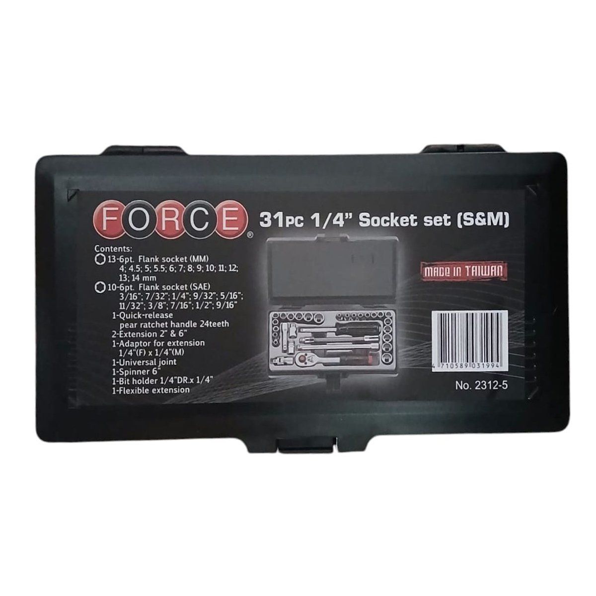 FORCE - Juego de Dados hexagonales cuadrante de 14 en mm y plg 2312-5