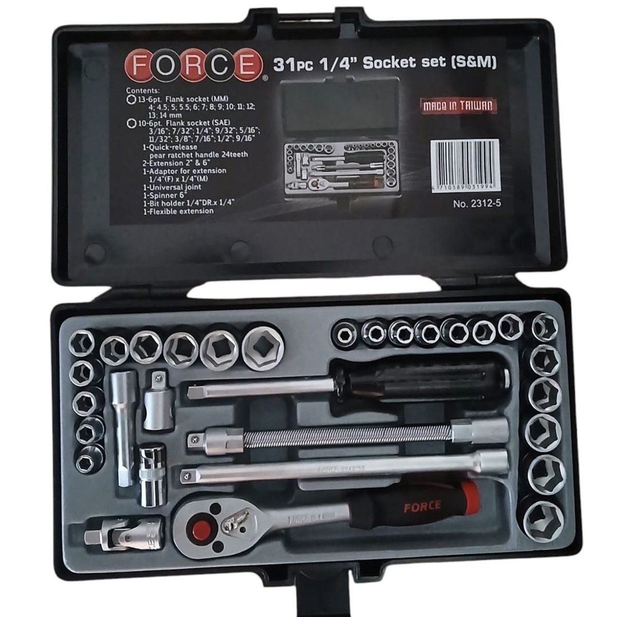 FORCE - Juego de Dados hexagonales cuadrante de 14 en mm y plg 2312-5