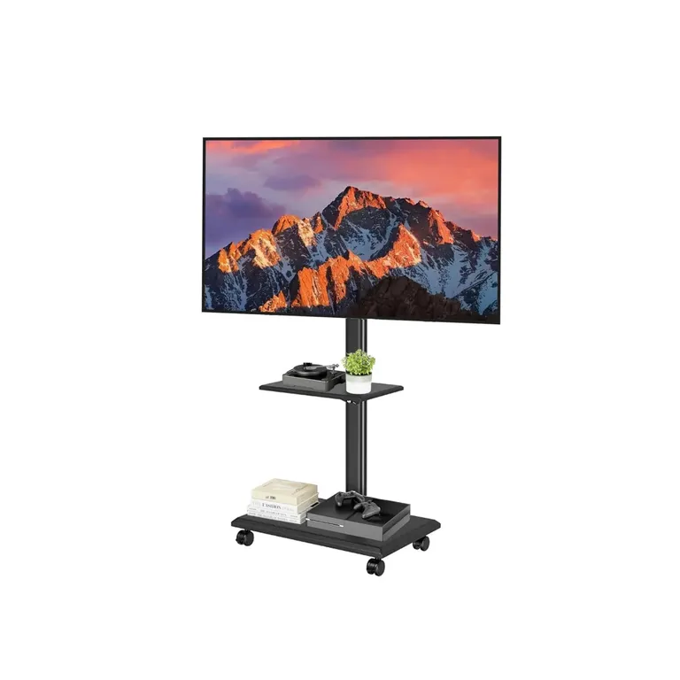 GENERICO Soporte Tv Rack Movil Con Ruedas 32 A 70 Base Pedestal Stand Color Negro