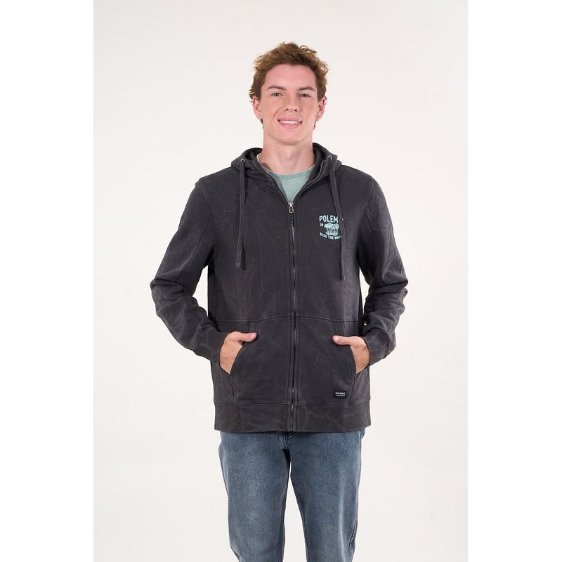 POLEMIC - Poleron Franela procesado Full Zipper Gris wi7300 Polemic