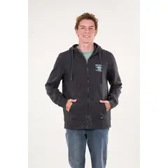 POLEMIC - Poleron Franela procesado Full Zipper Gris wi7300