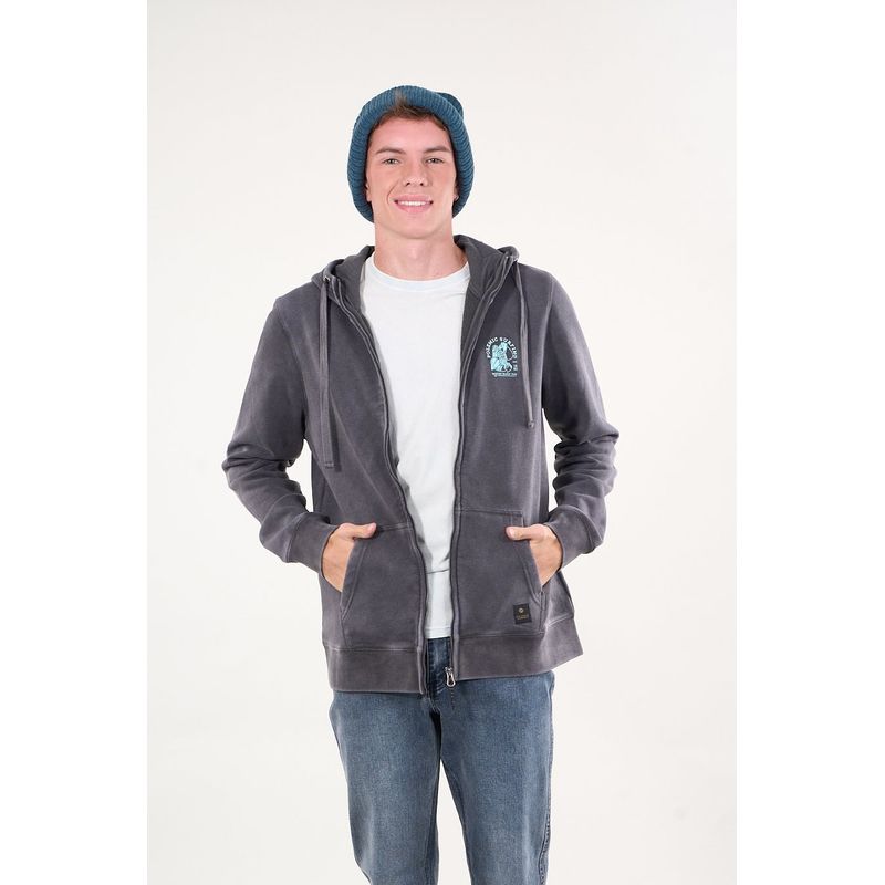 POLEMIC - Poleron Franela procesado cierre y gorro Gris wi7302 Polemic