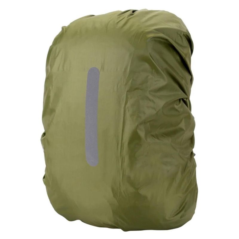GENERICO - Cubre Mochila Cobertor Impermeable Reflectante Funda 30lts Verde Musgo