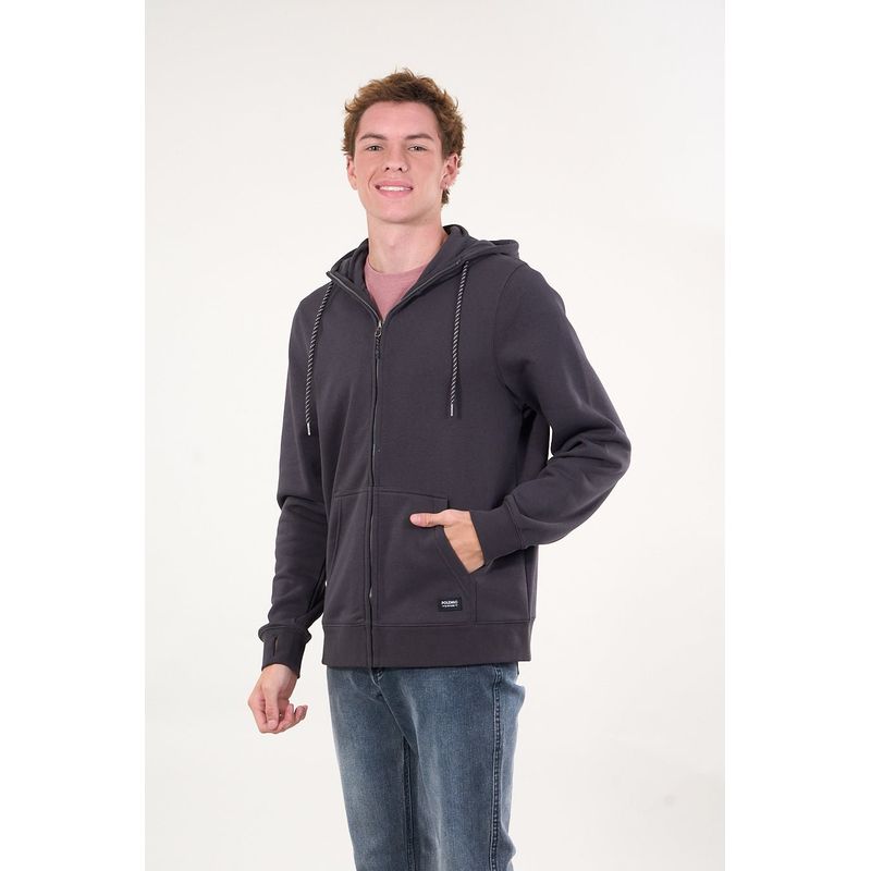 POLEMIC - Poleron Franela Classic Full zipper Gris oscuro wi7399 Polemic