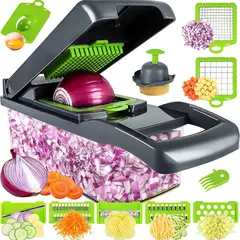 MOVI - Cortador, Rallador y Picador de Frutas y Verduras Manual 14 en 1.