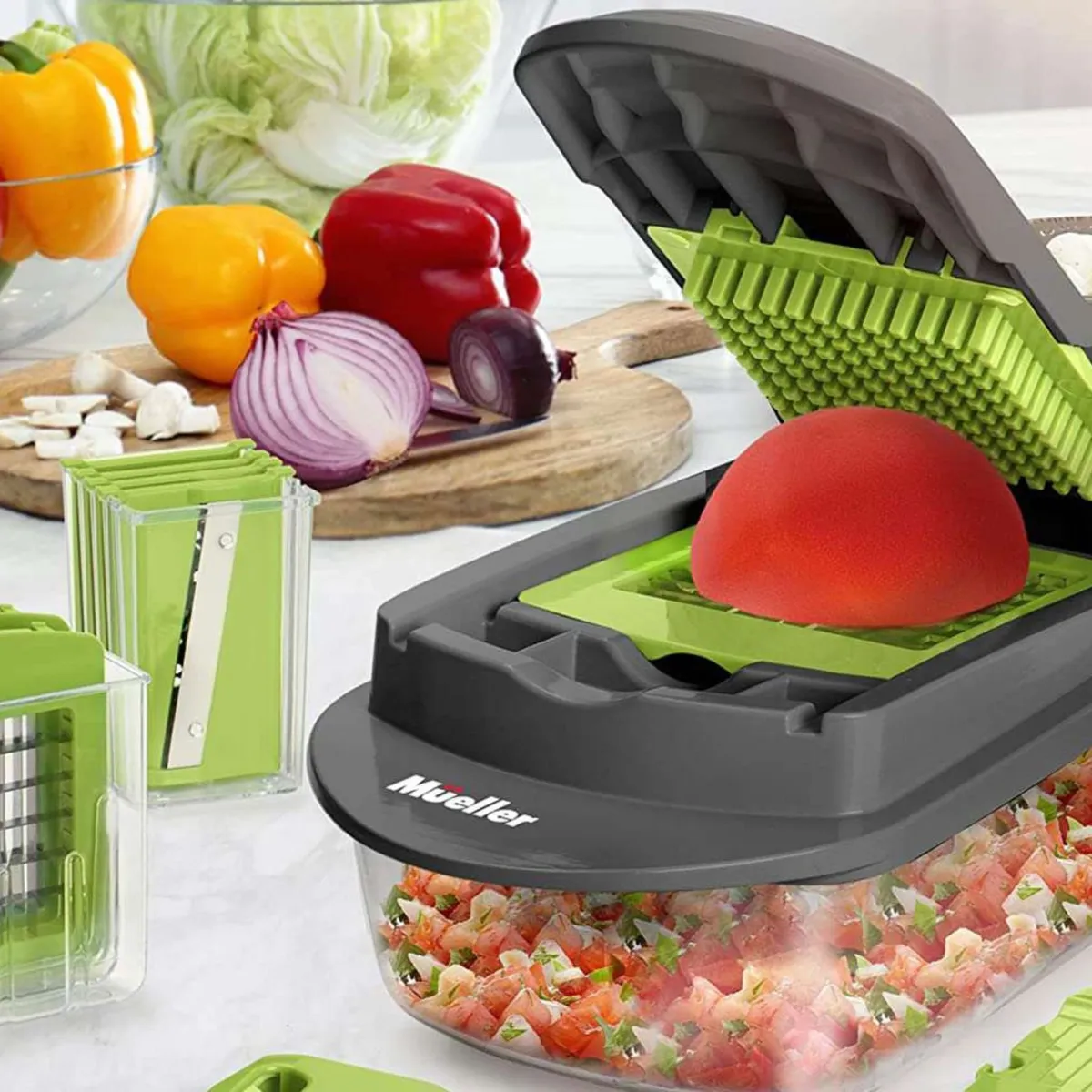 MOVI - Cortador, Rallador y Picador de Frutas y Verduras Manual 14 en 1.