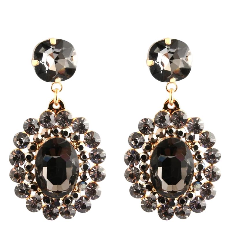 LUXURYJOYAS - Pendientes Colgantes De Oro  Resina Fiesta Exclusivo Negro