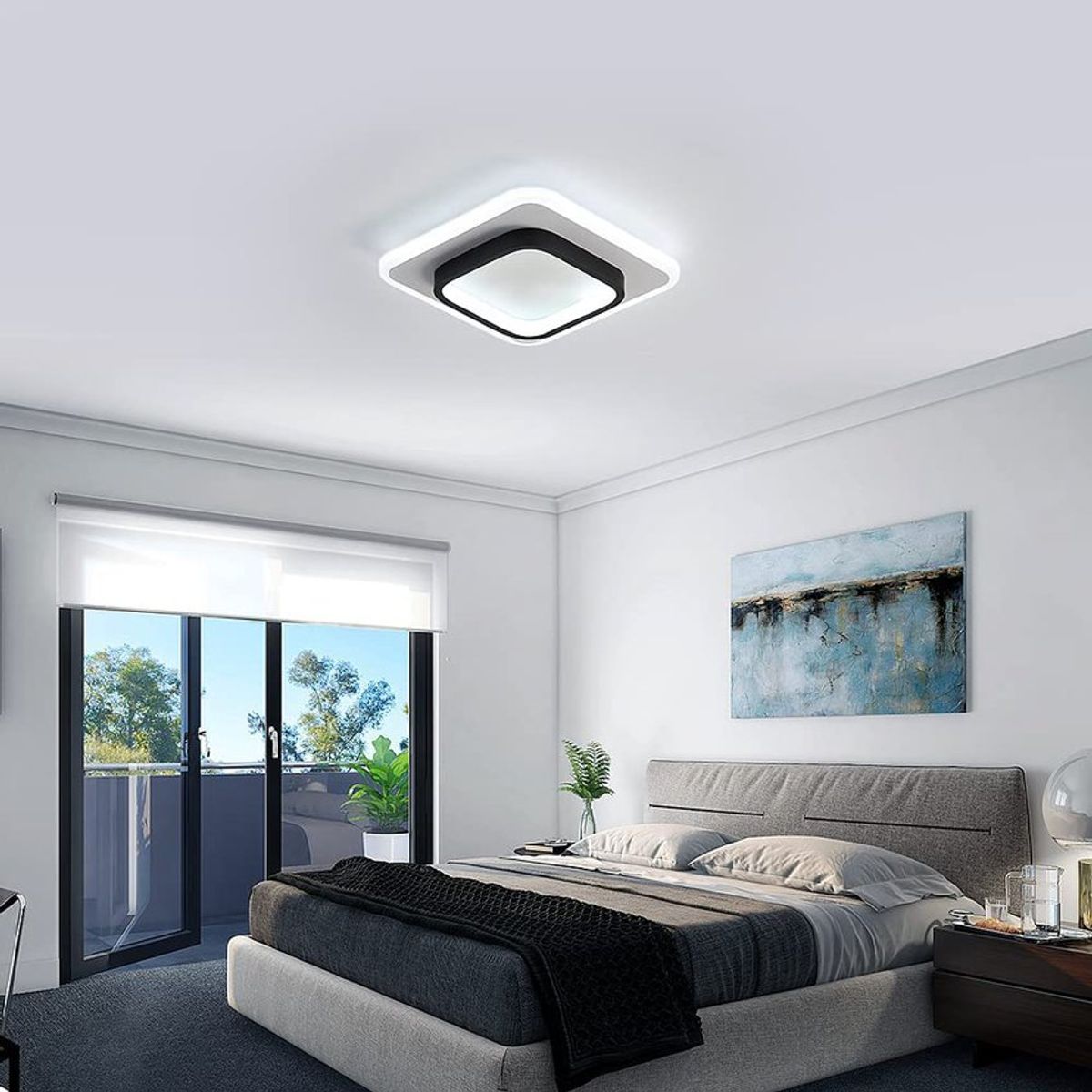 HOME NEAT - Led lámparas de techo acrílica plafon cuadrado 3 colores para pasillo