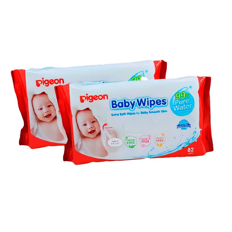 PIGEON - Toallitas Húmedas Baby Wipes 99% Agua 82u x2 Pigeon