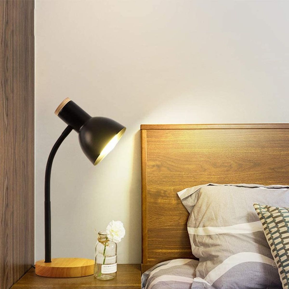 HOME NEAT - Lámpara de mesa moderno lámpara cabecera lámpara de escritorio negro