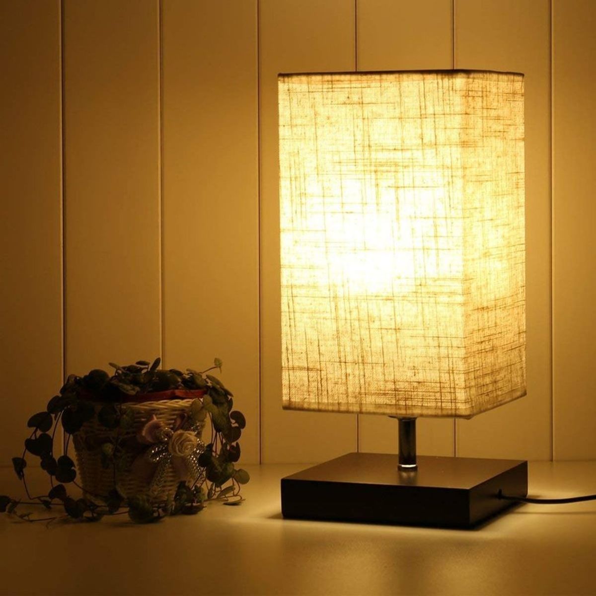 HOME NEAT - Lámpara de mesa lámpara escritorio e27 diseño de tela clasico vintage