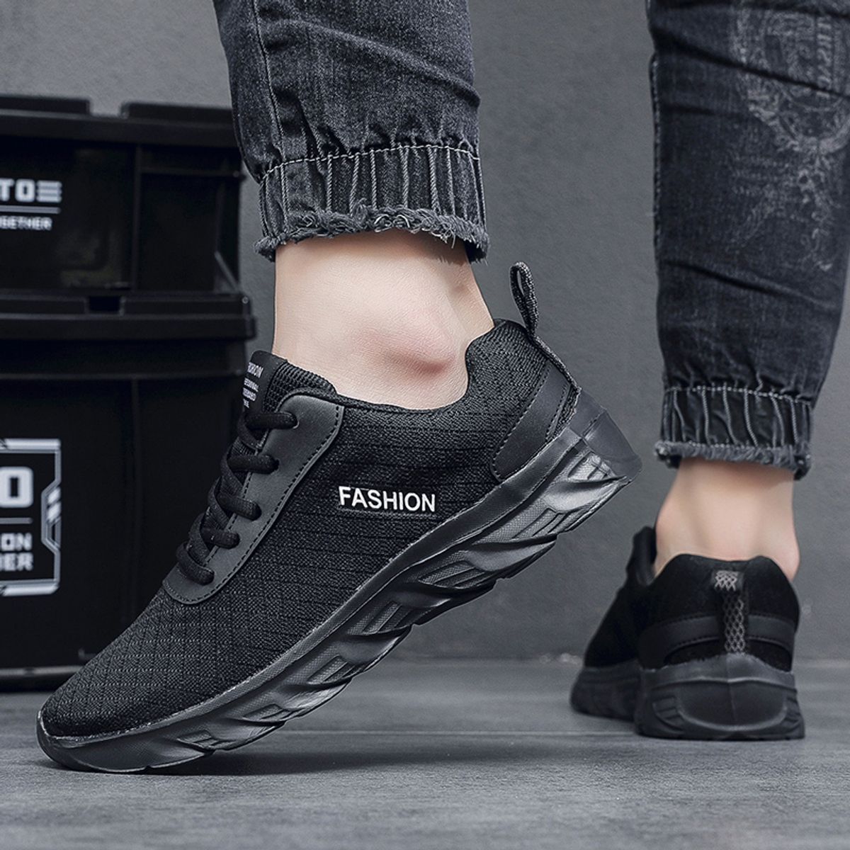 SHANDIAN - Zapatillas Running Hombre Negro