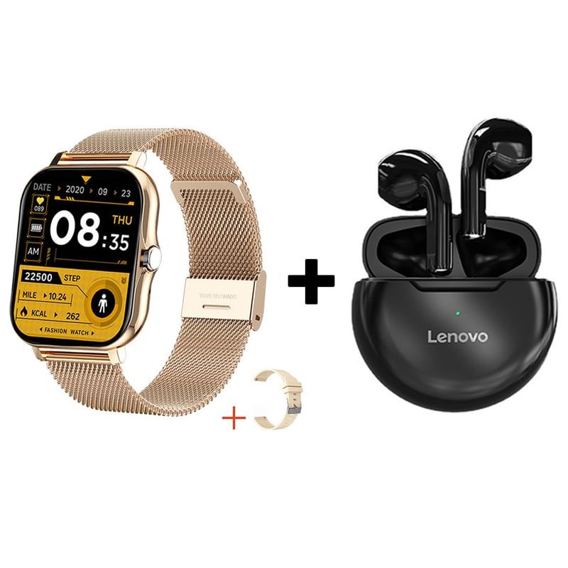LENOVO - Audífonos Bluetooth Lenovo HT38 y Reloj Inteligente Y13 - Dorado