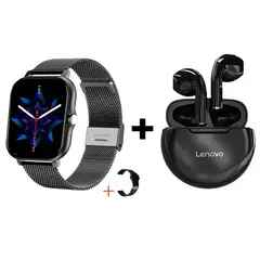 LENOVO - Audífonos Bluetooth HT38 y Reloj Inteligente Y13 - Negro