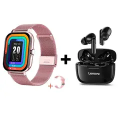 LENOVO - Audífonos Bluetooth XT90 y Reloj Inteligente Y13 - Rosa