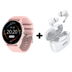 LENOVO - Audífonos Bluetooth XT90 y Reloj Inteligente ZL02 - Rosa