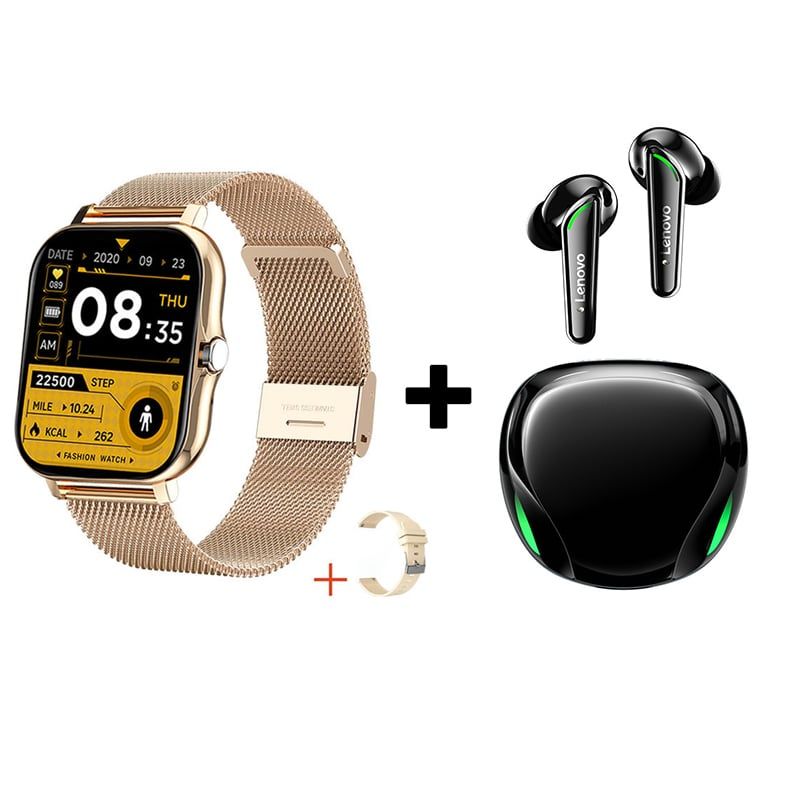 LENOVO - Audífonos Bluetooth Lenovo XT92 y Reloj Inteligente Y13 - Dorado