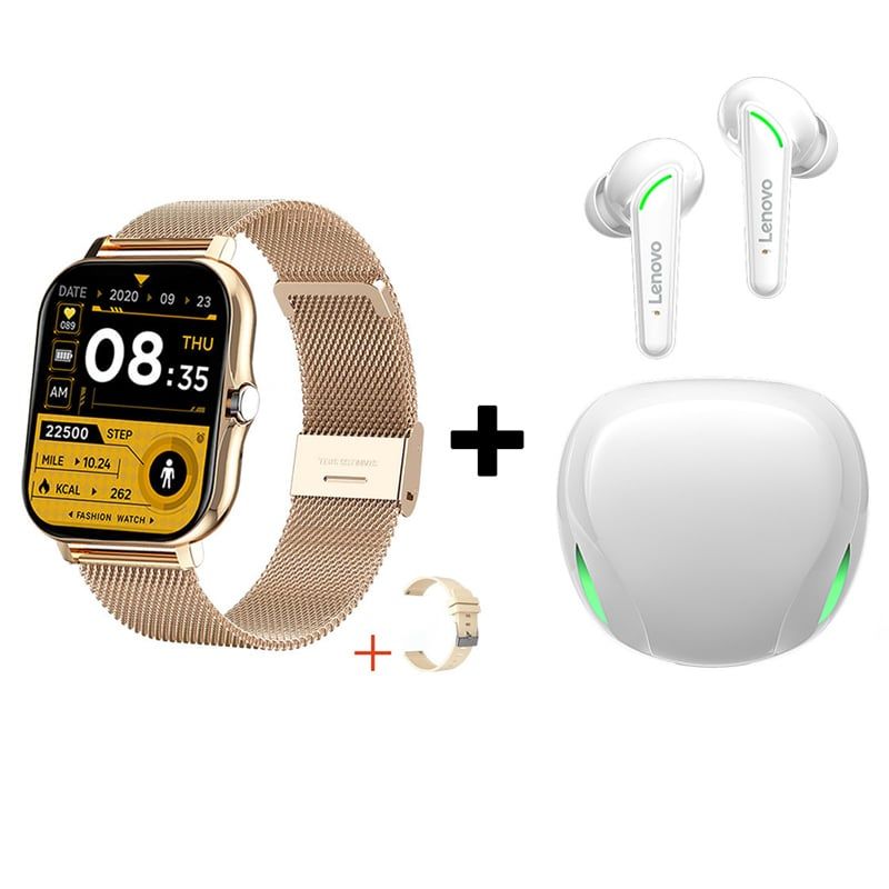 LENOVO - Audífonos Bluetooth Lenovo XT92 y Reloj Inteligente Y13 - Dorado