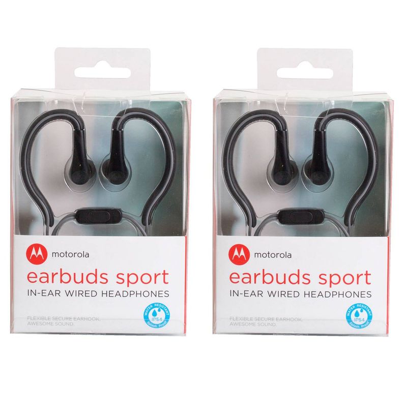 MOTOROLA - Auriculares Motorola Earbuds Sport SH008 set de 2 negro+negro