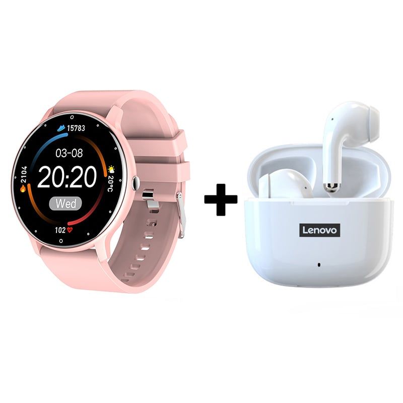LENOVO - Audífonos Bluetooth Lenovo LP40 PRO y Reloj Inteligente ZL02 - Rosa