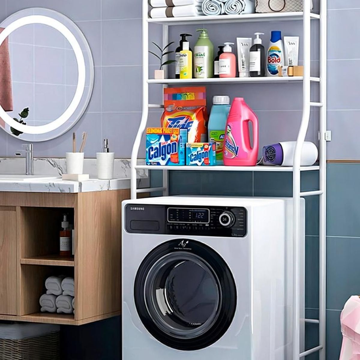 GENERICO - Organizador Lavadora Mueble Estante Rack 3 Niveles Multiuso