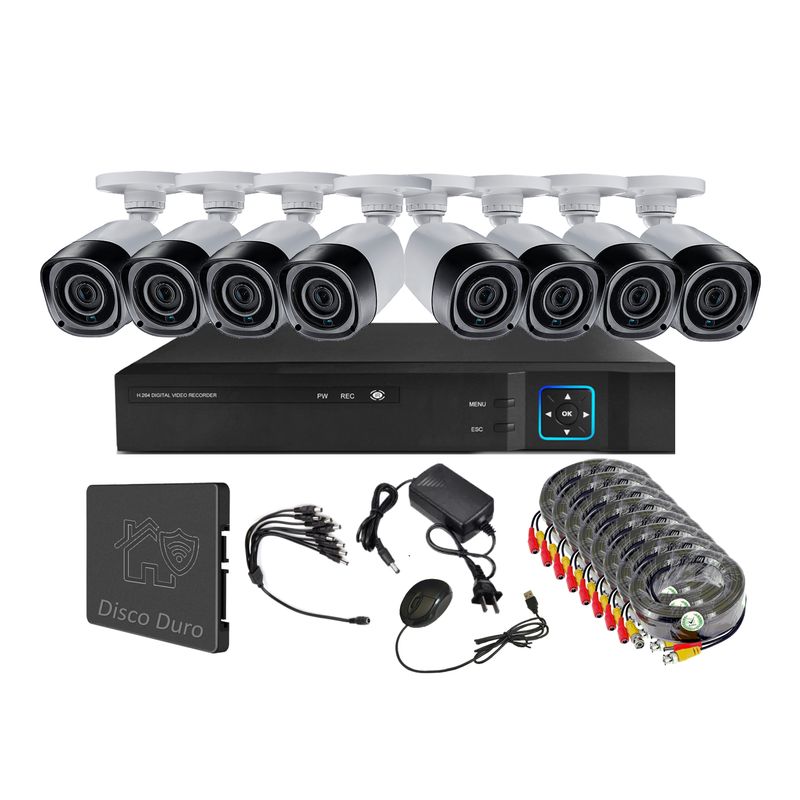 VIPA - Kit 8 Cámaras Seguridad Exterior con Disco Duro E80LDD