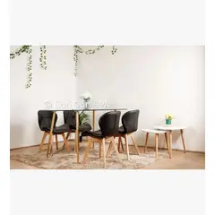 CORI CORI - Juego de Comedor Vidrio 130x 80 cm + 4 Sillas Mariposa Wood Negro