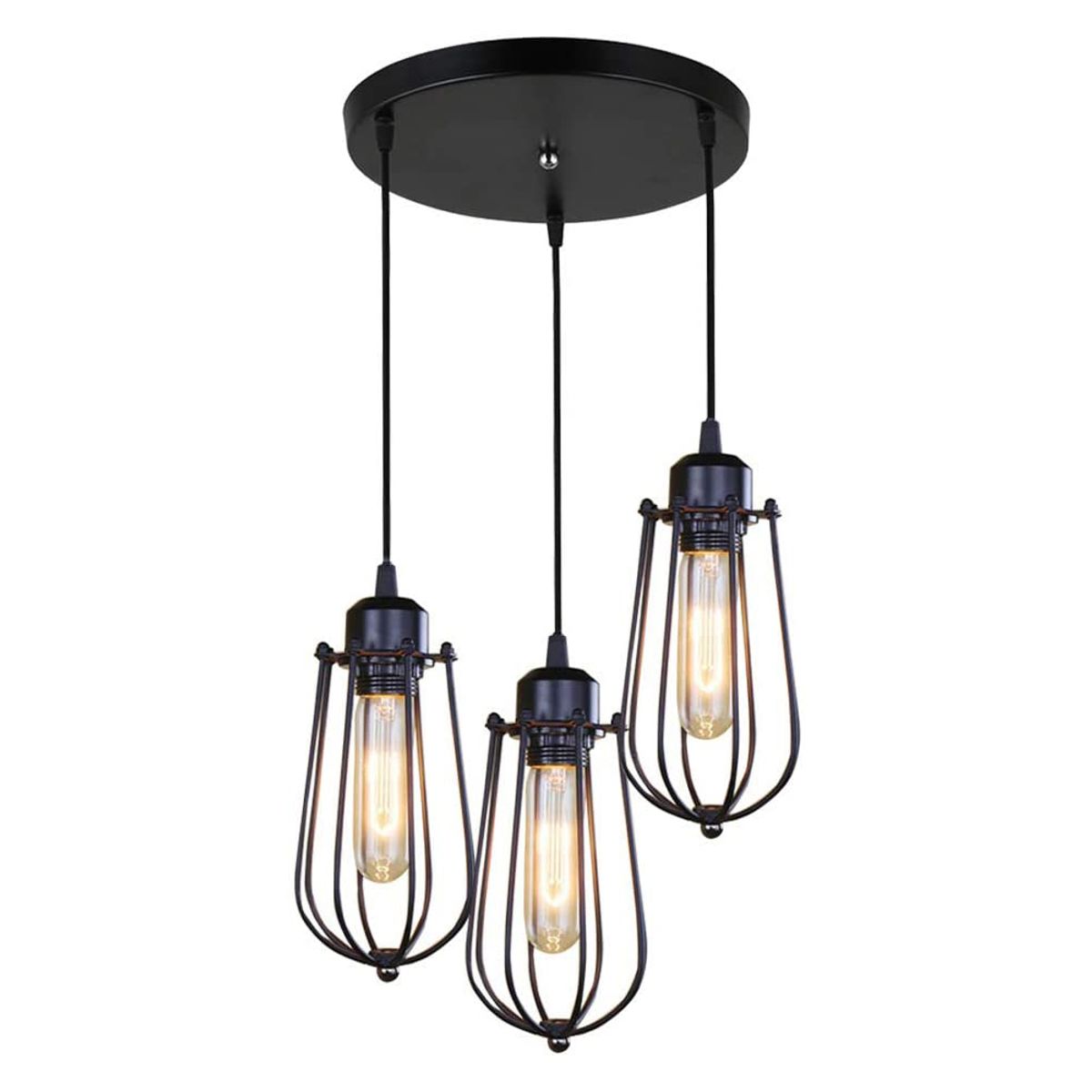 HOME NEAT - Lámpara colgante de Techo Jaula de hierro Industrial 3 Luces E27