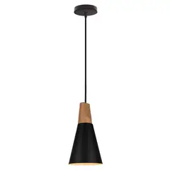 HOME NEAT - E27 lámpara de colgante nórdica aluminio y madera ø14cm negro
